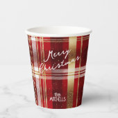 赤金ゴールドクリスマスタータンチェックパターン#7 ID1009 紙コップ (正面)