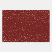 赤金ゴールドクリスマスツリーストライプの輝き ラッピングペーパーシート (正面3)