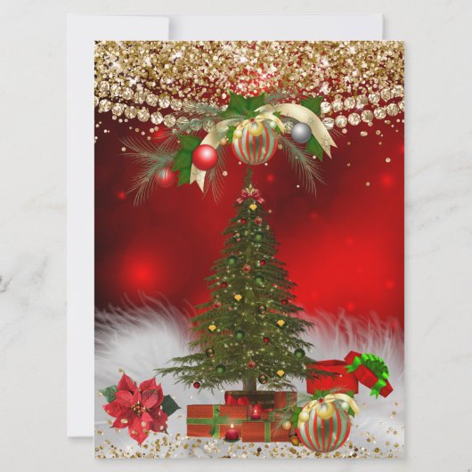 赤金ゴールドクリスマスツリーフェスティバルクリスマスパーティー 招待状 (裏面)