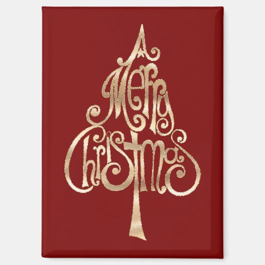 赤金ゴールドクリスマスツリー マグネット (正面)