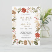 赤金ゴールドクリスマスフローラ写真ブライダルシャワー 招待状 (スタンド正面)