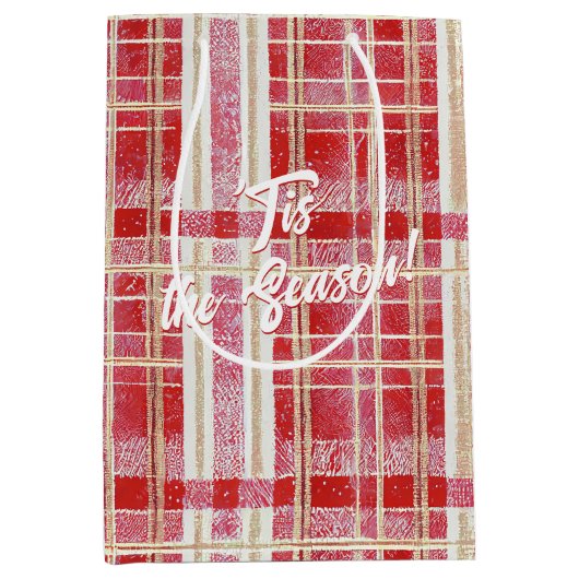 赤金ゴールドクリスマスプレッドパターン#2 ID1009 ミディアムペーパーバッグ (正面)