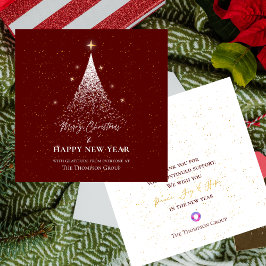 赤金ゴールドグリッタークリスマス新年企業の ノートカード