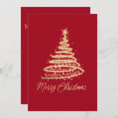 赤金ゴールドグリッタースパークルクリスマスツリー シーズンカード (正面/裏面)