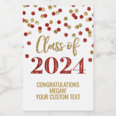 赤金ゴールドグリッター紙吹雪卒業 ワインラベル (シングルラベル)