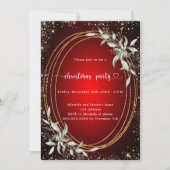 赤金ゴールドグリッター緑クリスマスパーティー 招待状 (正面)