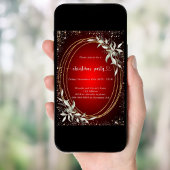 赤金ゴールドグリッター緑クリスマスパーティー 招待状