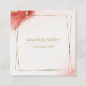 赤金ゴールドグリッター モダン スクエア名刺 (正面)