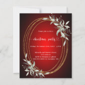 赤金ゴールドグリーンクリスマスパーティの招待状 (正面)