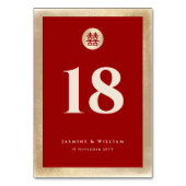 赤金ゴールドシンプルサークルダブル中国のシ結婚ーズ テーブルナンバー (正面)