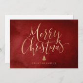 赤金ゴールドシンプル手書き書道クリスマス シーズンカード (正面/裏面)