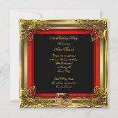 赤金ゴールドジュエルボックスエレガントウーマンバースデーパーティー 招待状 (裏面)