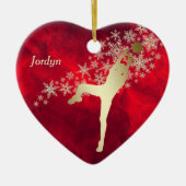 赤金ゴールドスノーフレークバレーボール選手 セラミックオーナメント (正面)