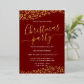 赤金ゴールドスノーフレーク企業のクリスマスパーティー 箔招待状 (立ち正面)