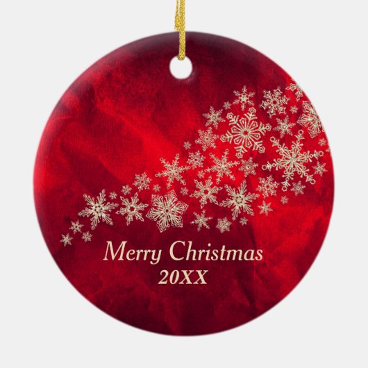 赤金ゴールドスノーフレーク男子テニス選手 セラミックオーナメント (裏面)