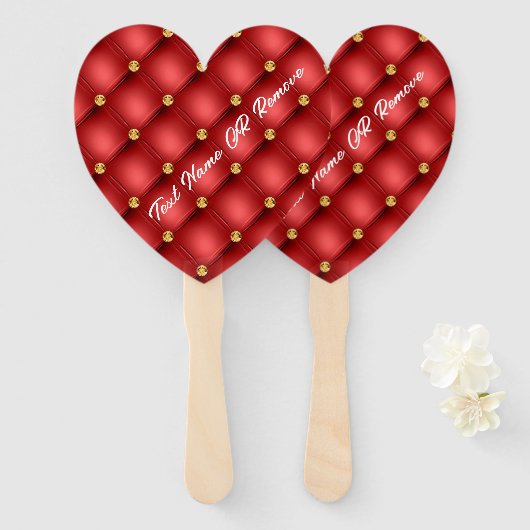 赤金ゴールドダイヤモンドタフテカスタムッド文字ハンドファン ハンドファン (正面&裏面)