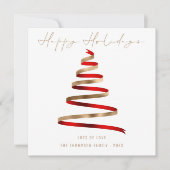 赤金ゴールドツリーフォトクリスマスハッピーホリデー ノートカード (正面)