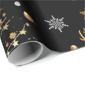 赤金ゴールドトナカイのメリークリスマスツリーラッピングP ラッピングペーパー (ロールコーナー)