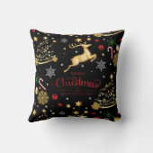 赤金ゴールドトナカイのメリークリスマスツリー クッション (裏面)