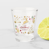 赤金ゴールドトナカイのメリークリスマスツリー ショットグラス (正面)