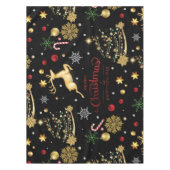 赤金ゴールドトナカイのメリークリスマスツリー テーブルクロス (正面)