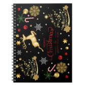 赤金ゴールドトナカイのメリークリスマスツリー ノートブック (正面)