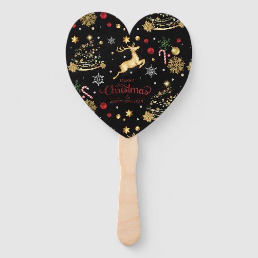 赤金ゴールドトナカイのメリークリスマスツリー ハンドファン (裏面)