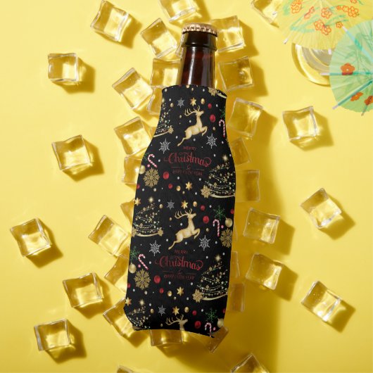 赤金ゴールドトナカイのメリークリスマスツリー ボトルクーラー (インサイチュ 夏)