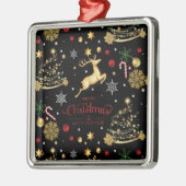 赤金ゴールドトナカイのメリークリスマスツリー メタルオーナメント (左)