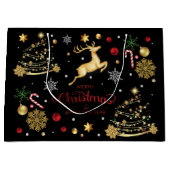 赤金ゴールドトナカイのメリークリスマスツリー ラージペーパーバッグ (正面)