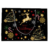 赤金ゴールドトナカイのメリークリスマスツリー ラージペーパーバッグ (裏面)