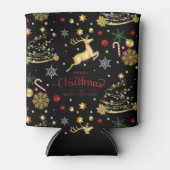 赤金ゴールドトナカイのメリークリスマスツリー 缶クーラー (正面)