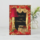 赤金ゴールドドレープバラランプボックスバースデーパーティー 招待状 (スタンド正面)