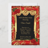 赤金ゴールドドレープバラランプボックスバースデーパーティー 招待状 (裏面)