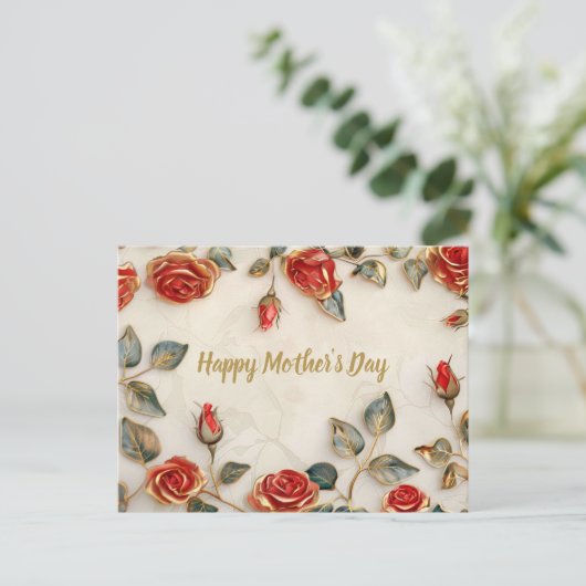 赤金ゴールドバラヴィンテージ母の日 シーズンポストカード (スタンド正面)