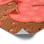 赤金ゴールドパターン2023中国のうさぎ新年 ポスター (角)