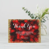 赤金ゴールドフェイクグリッター灯スイート16 サンキューカード (スタンド正面)