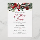 赤金ゴールドフェスティバル葉クリスマスパーティー 箔招待状 (正面)