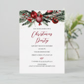 赤金ゴールドフェスティバル葉クリスマスパーティー 箔招待状 (立ち正面)