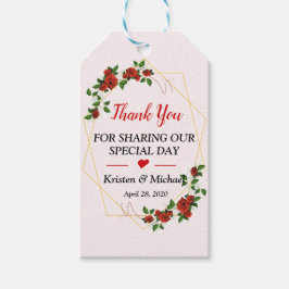 赤金ゴールドフレームフローラ結婚式の引き出物ありがとう ギフトタグ