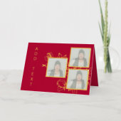 赤金ゴールドフローラフォイルカスタムフォトカード 箔シーズンカード (正面)