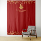 赤金ゴールドフローラ中国の結婚枠の茶道 タペストリー (インサイチュ)