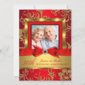 赤金ゴールドフローラ写真50結婚周年記念 招待状 (正面)