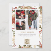 赤金ゴールドフローラ写真QRコード結婚ズ 招待状 (裏面)