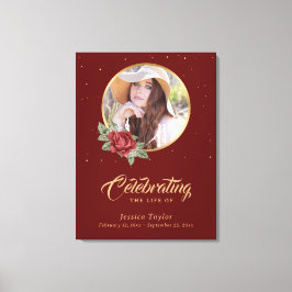 赤金ゴールドフローラ葬式ウェルカムサイン キャンバスプリント