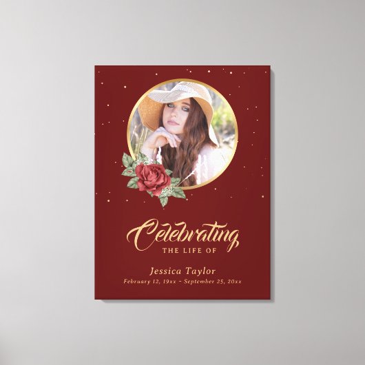 赤金ゴールドフローラ葬式ウェルカムサイン キャンバスプリント (正面)