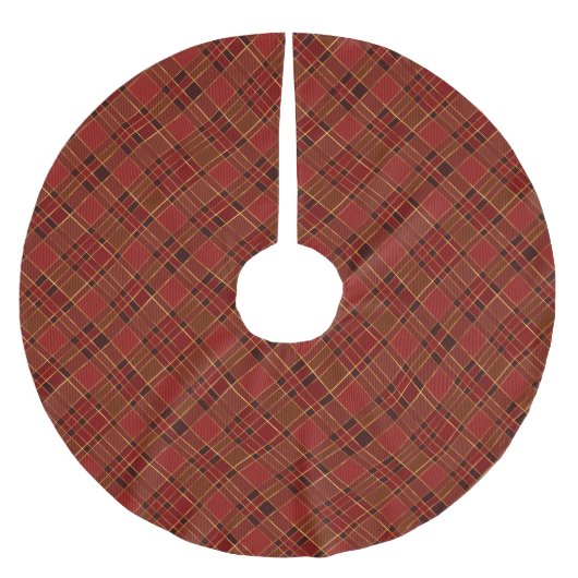 赤金ゴールドブラックウォーター色クリスマスプレッドパターン ブラッシュドポリエステルツリースカート (正面)