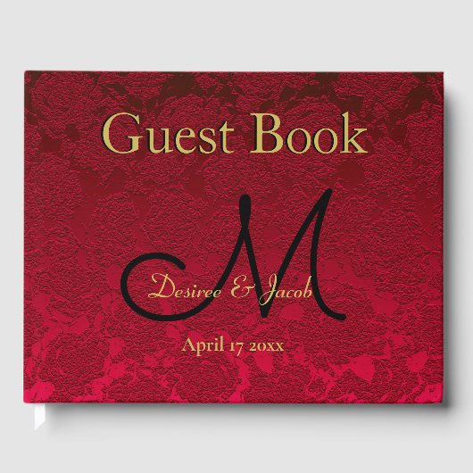 赤金ゴールドブラッククリスマスウィンターウェディングモノグラム ゲストブック (正面)