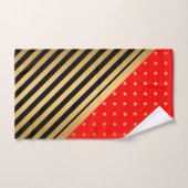 赤金ゴールドブラックスターズ&ストライプバスルーム用タオルセット バスタオルセット (ハンドタオル)