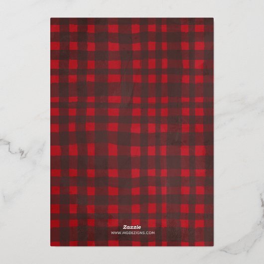 赤金ゴールドプレイド6枚の写真コラージュクリスマス 箔シーズンカード (裏面)